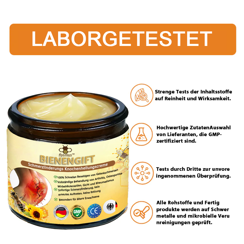 ✅ Offizieller Shop: flysmus™ Bienengift-Schmerzlinderungs Knochenheilungs Creme 👨‍⚕️Zertifiziert von der Bundesinstitut für Arzneimittel und Medizinprodukte (BfArM)